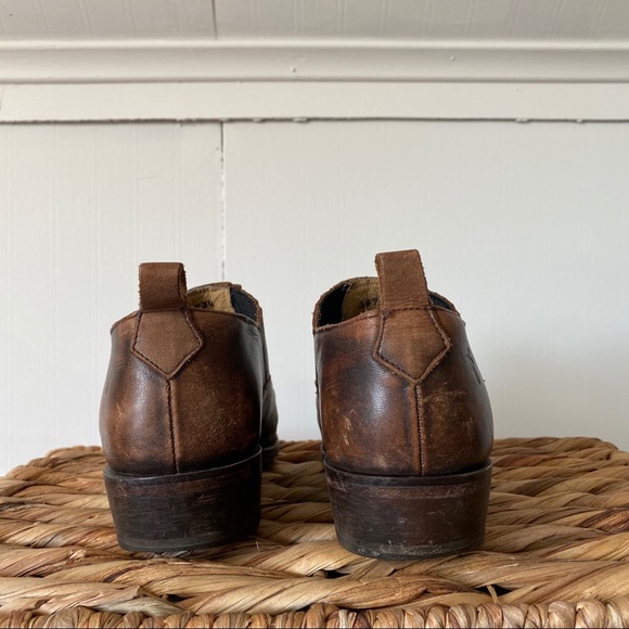 Frye Western Ankle Bootie Brown Leather - Picture 5 of 7
